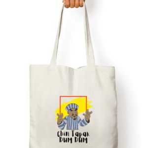 White Cotton Canvas Unisex Tote Bag with Zipper