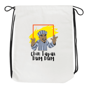 Chin Tapak Dum Dum - Printed White Unisex Drawstring Bag