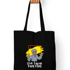 Black Cotton Canvas Unisex Tote Bag with Zipper