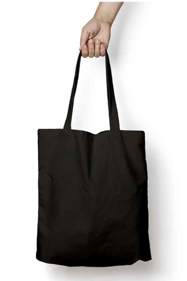 Black Cotton Canvas Unisex Tote Bag with Zipper - Image 2